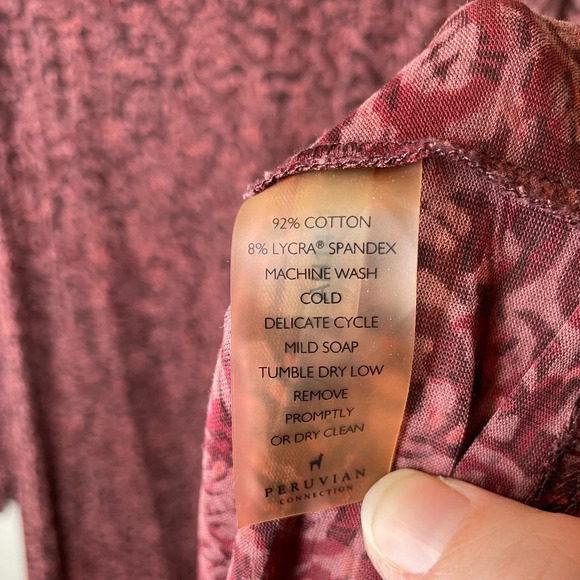 Peruvian Connection Floral Pattern Long Sleeve Maxi Dress Size Small Maroon/Pink - Picture 8 of 11